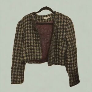 Ann Taylor Tweed Navy/Brown Blazer